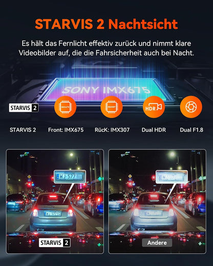 Vantrue S1 Pro 2.5K 60fps Dual Dashcam WiFi nachtzicht STARVIS 2 HDR spraakbesturing geïntegreerde GPS-modus