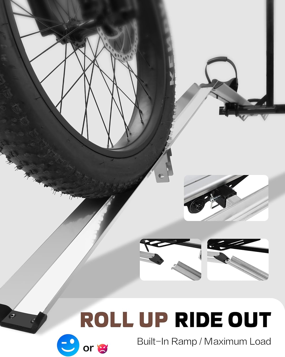 Bicycle Rack Single Ramp for Bikes and E-Bikes, Suitable for Cars, SUVs, Motorhomes, Trailers with 2 Inch Receiver - QUORE