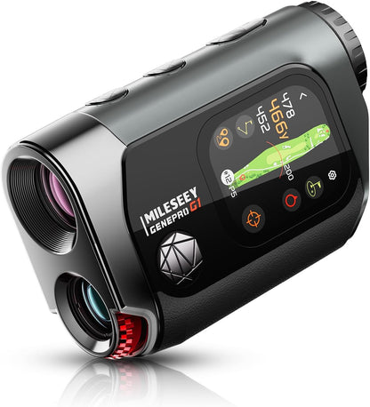MILESEEY GenePro G1 Touchscreen & GPS-afstandsmeter met hellingshoek, meer dan 43.000 vooraf geïnstalleerde golfbanen, 1300 yards laser-afstandsmeter voor golf met rood en groen display