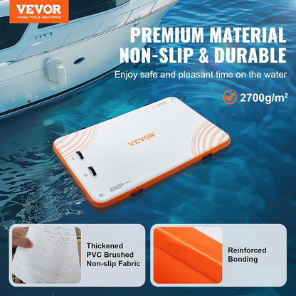 VEVOR Opblaasbaar drijvend dok, 8 x 5 ft opblaasbaar dockplatform, antislip waterdrijvende dokmat met draagbare draagtas en afneembare ladder, drijvend platform eilandvlot voor zwembad, strand, oceaan