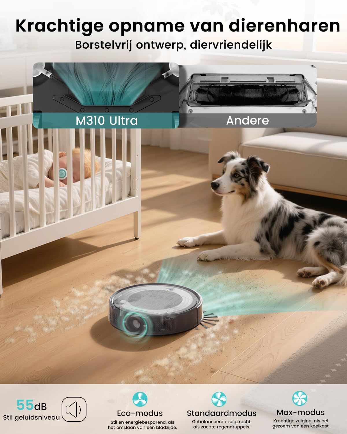 Robotstofzuiger – Robotstofzuiger en dweilrobot – Slimme vloerreiniger – Automatische stofzuiger – 3-in-1 stofzuigen vegen dweilen – 6000 Pa zuigkracht – ToF PSD navigatie met appbesturing