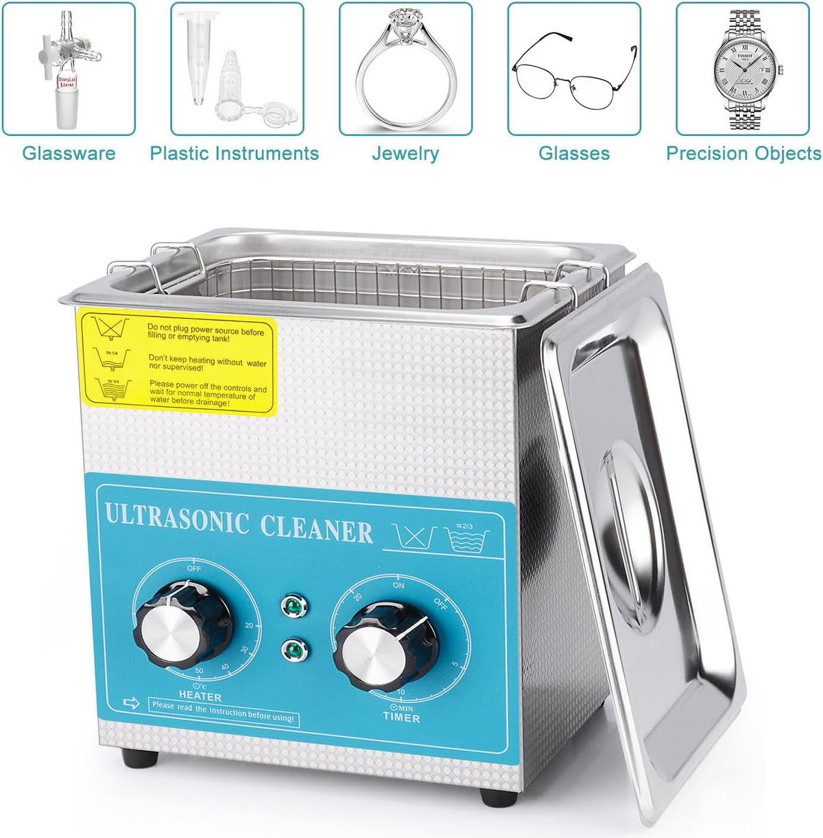 stonylab Ultrasone Reiniger, 304 Roestvrij Staal Universele Ultrasone Reiniger met Mechanisch Bedieningspaneel van Verwarming en Timer voor Laboratorium 40kHz 220V, 2 L