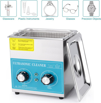 stonylab Ultrasone Reiniger, 304 Roestvrij Staal Universele Ultrasone Reiniger met Mechanisch Bedieningspaneel van Verwarming en Timer voor Laboratorium 40kHz 220V, 2 L