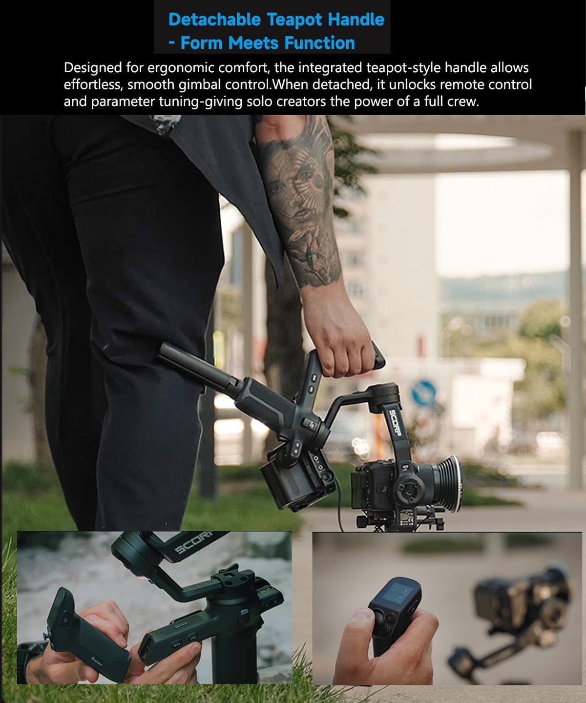 FeiyuTech SCORP 3 KIT Gimbal-stabilisator voor camera, ingebouwde AI-tracking, spiegelloze DSLR-stabilisator voor Sony/Canon/Nikon/Fujifilm, Max 3,5 kg, aanraakscherm, native verticale opnamen met