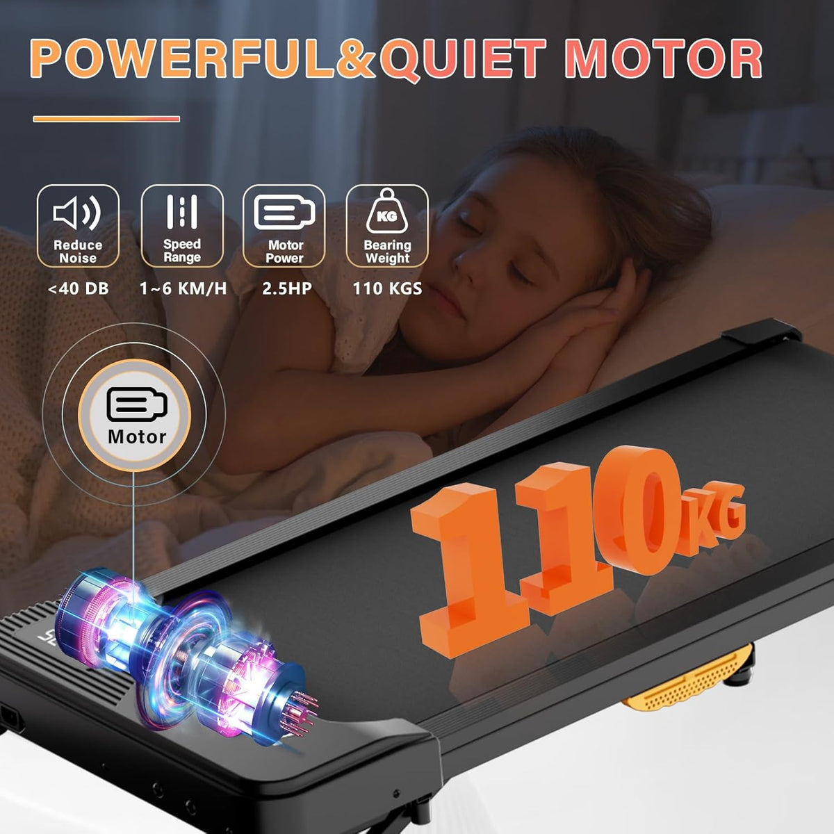 TODO Walking Pad, loopband voor thuis met helling, loopband, bureau, 1-6 km/u, elektrische loopband voor kantoor met afstandsbediening en apps-bediening, 2,5 pk motor, lcd-display