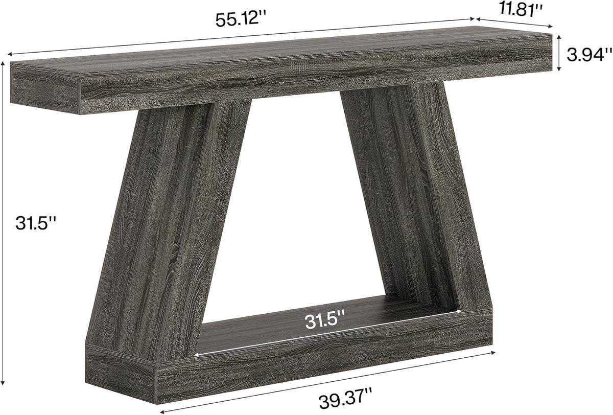 Tribesigns Console Table, 140 x 30 x 80 cm, Side Table, Corridor Table, Sofa Table for Small Spaces, Console Table with Storage Space at Entrance, Hallway, Living Room, Grey