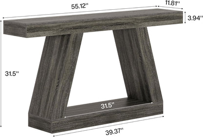 Tribesigns Console Table, 140 x 30 x 80 cm, Side Table, Corridor Table, Sofa Table for Small Spaces, Console Table with Storage Space at Entrance, Hallway, Living Room, Grey