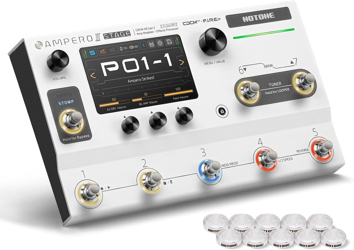 HOTONE Ampero II Stage Gitaar Bass Multi-Effect Processor met Touchscreen Gitaar Bass Versterker Modellering IR Boxes Simulatie met FX Loop MIDI I/O Stereo OTG USB Audio Interface Ampero II Stage