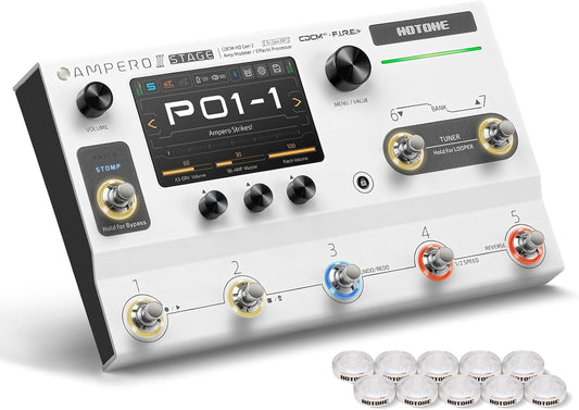 HOTONE Ampero II Stage Gitaar Bass Multi-Effect Processor met Touchscreen Gitaar Bass Versterker Modellering IR Boxes Simulatie met FX Loop MIDI I/O Stereo OTG USB Audio Interface Ampero II Stage
