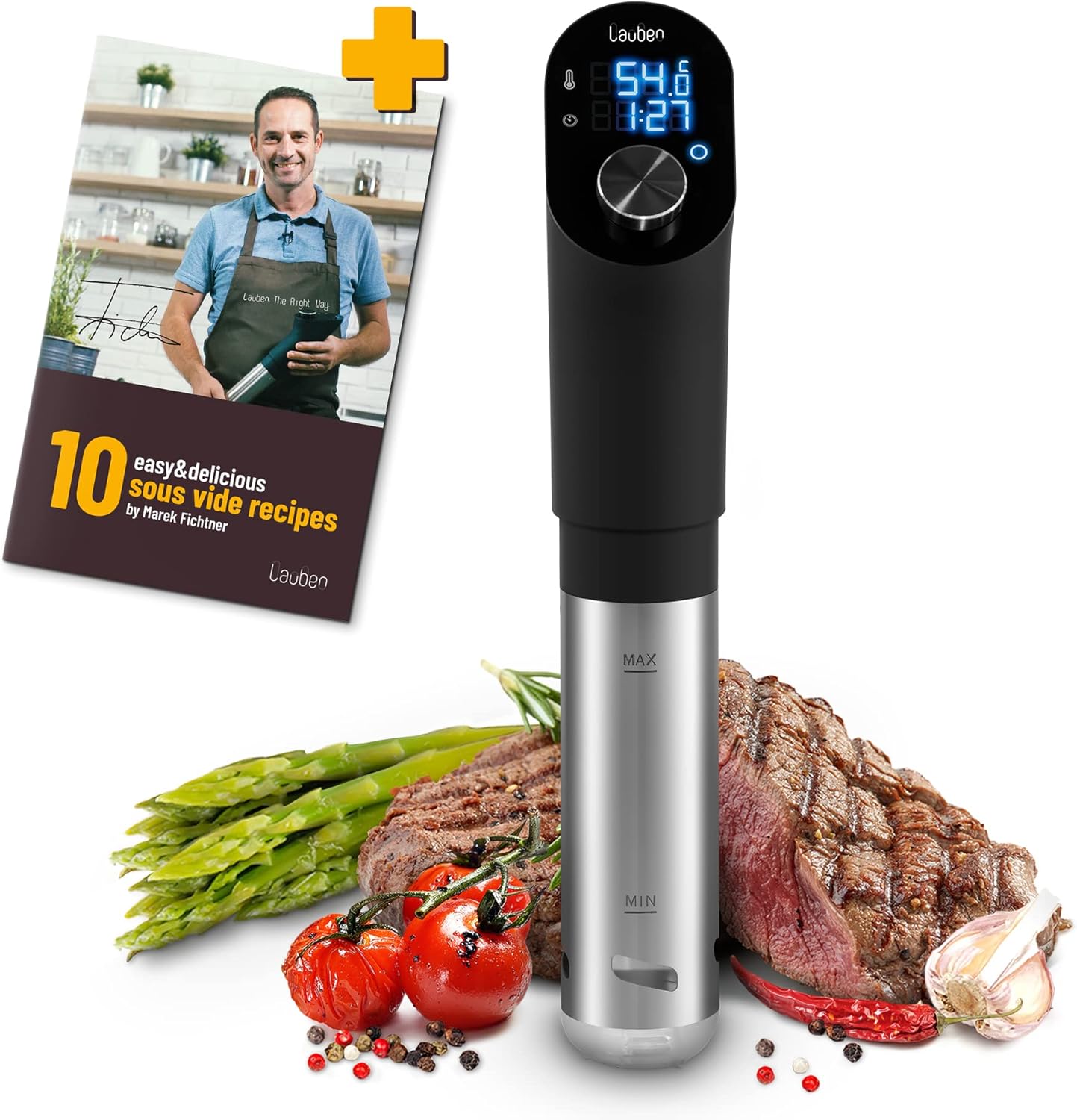 Lauben Sous Vide Stick SV01 Precisiekooktoestel, 1200 W, professionele vacuüm-dompelthermostaat voor thuis