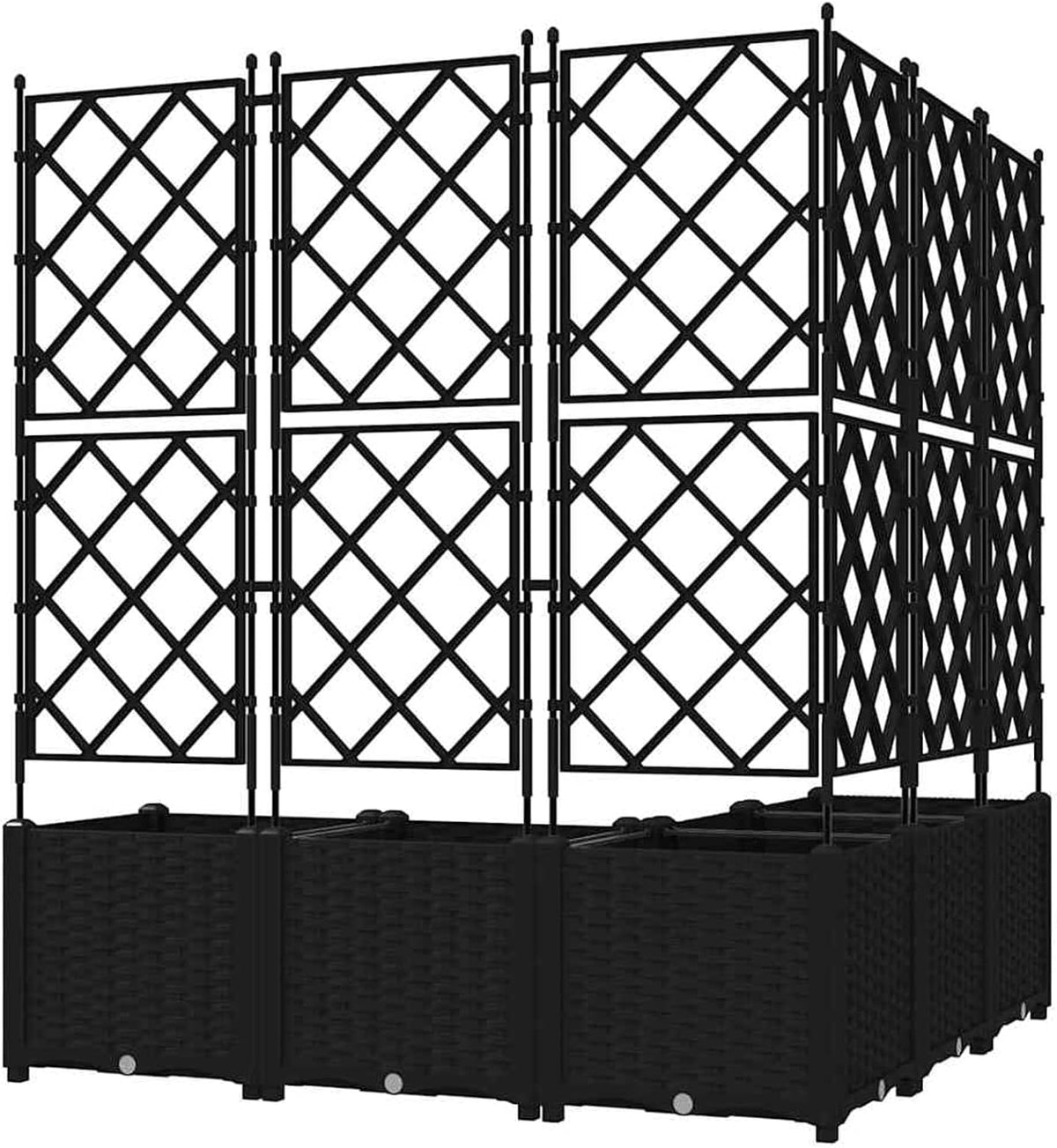 Gecheer Trellis 42002843 Plantenbak, 5 stuks, zwart, 120 x 120 x 143 cm, voor balkon, tuin, terras, bloemen - QUORE