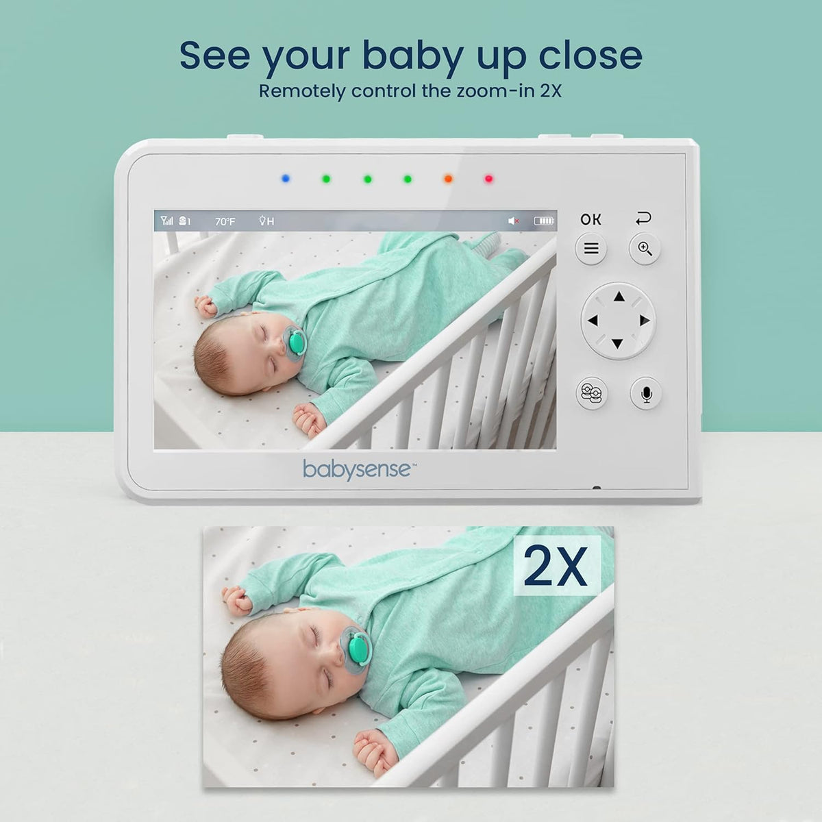 Babysense Video Babyfoon, 4,3" Split Screen Babyfoon met 2 camera's, Verstelbare nachtlamp, Tweerichtingsaudio, PTZ-functie, Groot bereik, Nachtzicht, Slaapliedjes