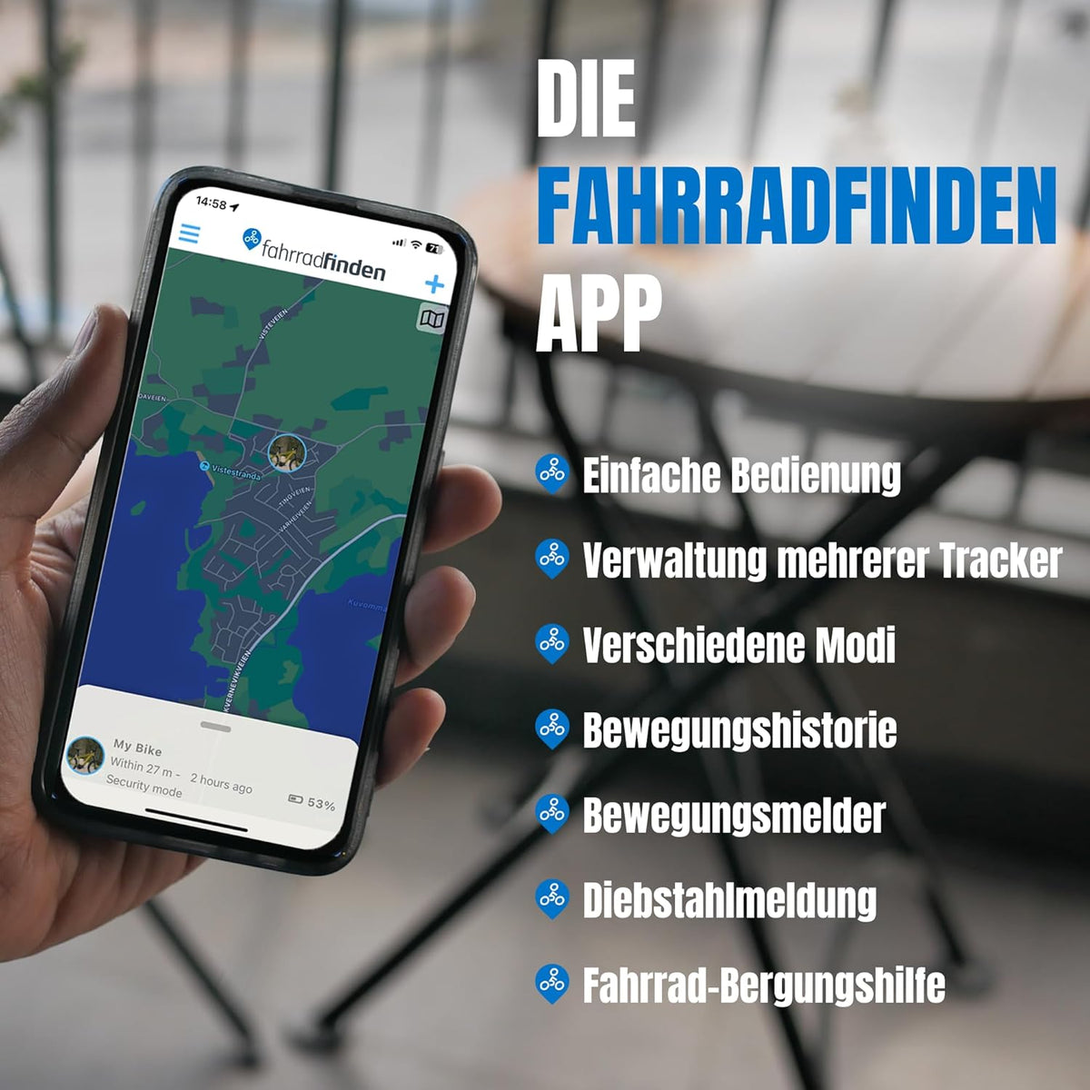 Van BikeFinder GPS-fietstracker, verborgen in het stuur, fietsdetectieapparaat, anti-diefstal, diefstalbeveiliging, simkaart inclusief ABO vereist