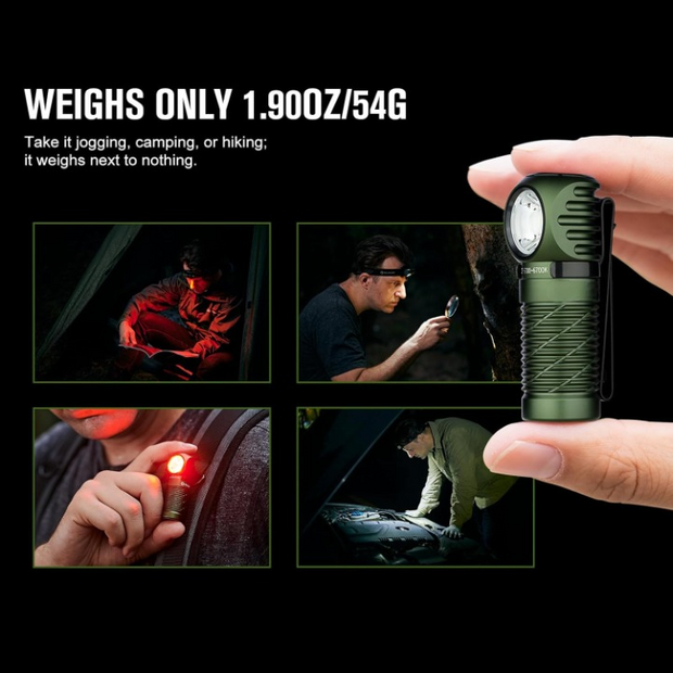 Koplamp - Hoofdlamp - Oplaadbare Zaklamp - Multifunctionele - met Rood Licht - 2 Mini Koud Wit LED - 1100Lm - 50m Lichtbereik - voor Kamperen - Hardlopen - Wandelen - Speleologie - Noodgevallen - 650mAh - IPX8 - Groen