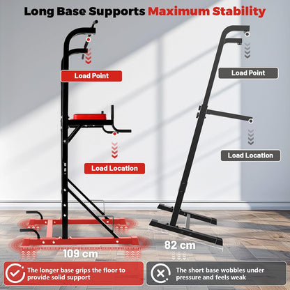 ISE 5in1 Power Tower Workout Dip Station, Multifunctionele Krachtstation voor Dips, Kin omhoog, Ideaal als Kinsteun, Buik-, Rug- en Triceps-trainers, Push-ups, Buikspieren, SY-5607