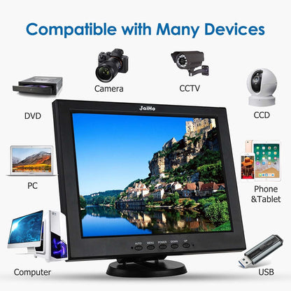 JaiHo Monitor 12 inch LCD-scherm 4:3 800x600 Beveiligingsscherm Monitor met HDMI VGA BNC AV, Mini HDMI-scherm voor Video Securite Camera Systeem PC Raspberry Pi Computer