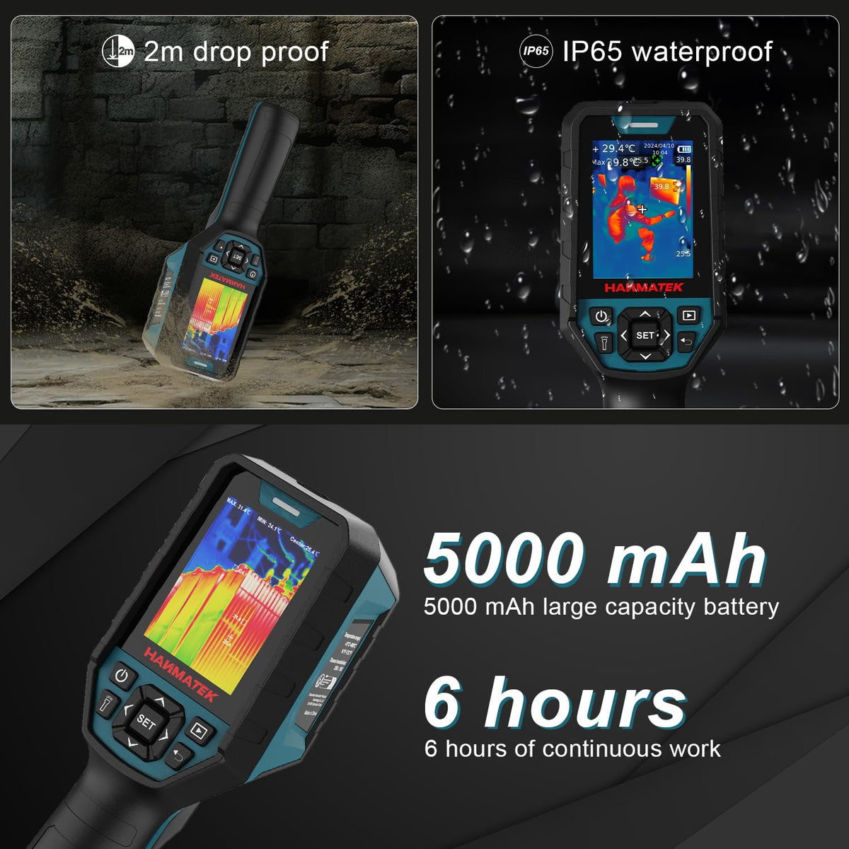 HANMATEK Warmtebeeldcamera met IR-resolutie van 256 x 192 pixels, Ti260, draagbare warmtebeeldcamera voor temperatuurafwijkingen, bereik -20 °C ~ 400 °C