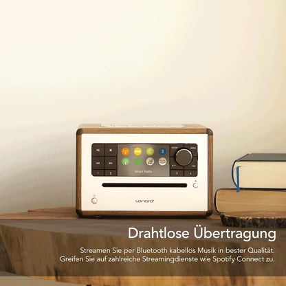 sonoro Elite Internetradio met CD-speler (FM, DAB Plus, Podcasts, Spotify, Amazon Music, Deezer) Walnoot
