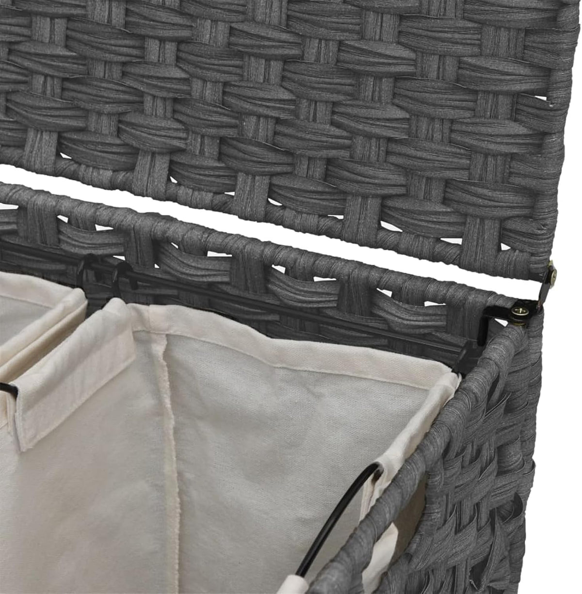 Gecheer Laundry Basket with Wheels, Grey, 66 x 35 x 60 cm, Rattan, Laundry Basket, Laundry Basket, Laundry Basket for Baby Clothing, Bed Linen, Shoes 372046 - QUORE