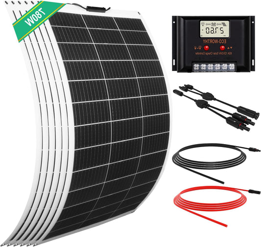Flexibele Zonnepanelen Set – Zonnepanelenset – Zonnepanelensheets – Zonnepaneel Kit – 12V Zonnepaneel – 780 Watt Totaal – 60A Laadregelaar – Lichtgewicht Buigbaar