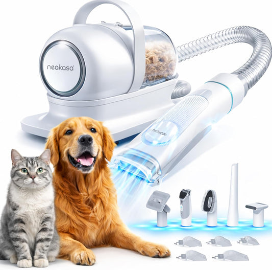 Neakasa P1 Pro 13,000 Pa Vacuum Cleaner for Dogs, 52 dB, Quiet, Professional Dog Trimmer for Long Thick Hair, All in One Care Brush, 5 Guide Combs - QUORE