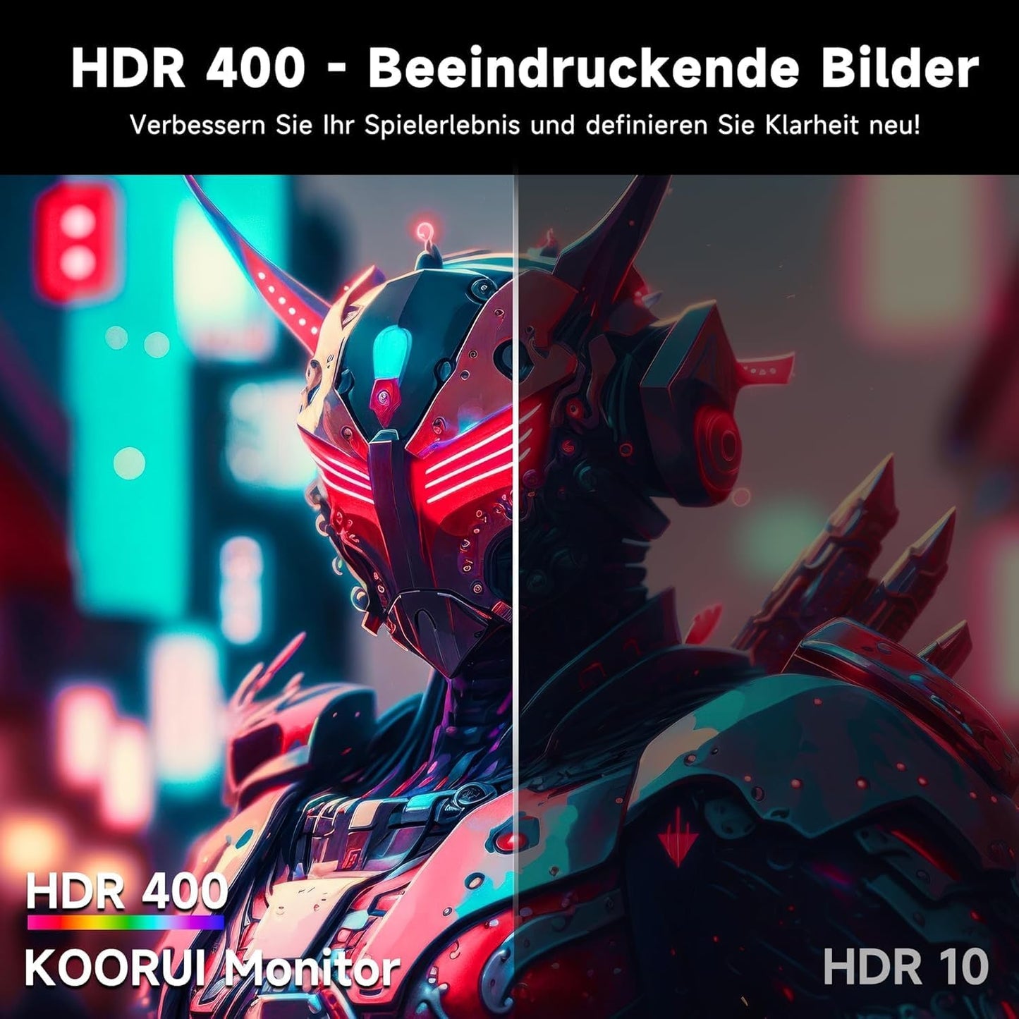KOORUI 27-Zoll-Gaming Monitor, QHD 2560 x 1440p, 200 Hz, 1 ms schnelles IPS Display, HDR400, FreeSync Premium, Schwarz - QUORE