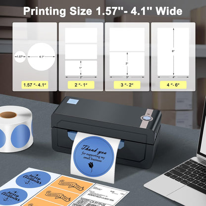 JADENS Bluetooth Thermal Monochrome Label Printer, 4x6 Shipping Label Printer, Compatible with Android&iPhone and Windows, Widely Used for Hermes, Royal Mail, Amazon, Shopify, Ebay