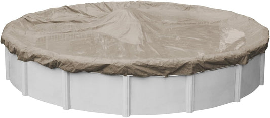Robelle 30 ft Professional Tan Winter Pool Cover for Above Ground Pools, 4 ft Overlap (34 ft Cover Size), Solid 12 x 12 Scrim, 3.7 oz/yd2, 15-Year Warranty, Style: 5730-4ROB