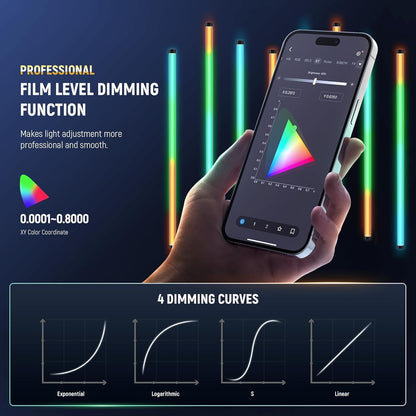 NEEWER TL60 RGB videoverlichting, RGBWW draagbare led-videolamp voor fotografie, lichtstaaf met 2,4 G app-besturing/DMX, 7 pixeleffecten, 18 scènes, 2500 K-10000 K TLCI98+, batterij 3000 mAh