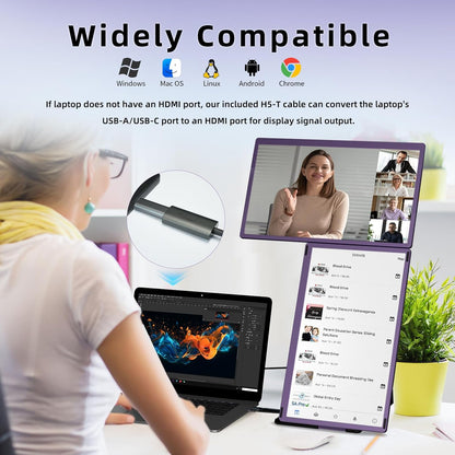 Laptopscherm Uitbreider – Extra Scherm – Draagbaar Beeldscherm – Second Screen – Schermvergroter – 15.6 Inch Full HD IPs – Verstelbaar Met 90° & 235° Rotatie – Lichtgewicht 900 Gram