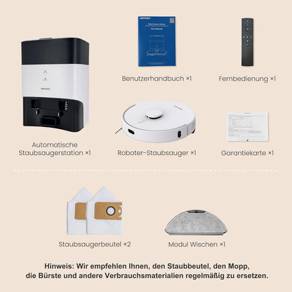 Robotstofzuiger – Dweilrobot – Stofzuigerrobot – Automatische Zuigrobot – Schoonmaakrobot – 3,5L Stofzak – 180 Min Looptijd – LiDAR Navigatie – Automatisch Legen – Sterke Zuigkracht – App Besturing