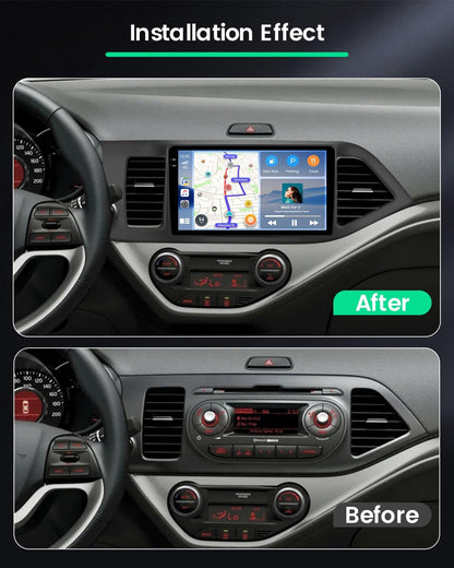 4+64G Android 15 autoradio voor KIA Picanto TA 2011-2016 met Carplay Android Auto, 9 inch autoradio Incell touchscreen met GPS Bluetooth EQ WIFI RDS FM SWC MIC achteruitrijcamera