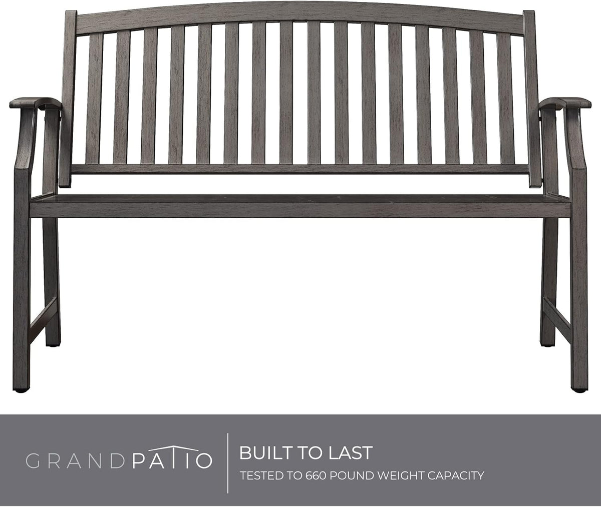 Grand patio Buitenbank, tuinbank met roestwerend aluminium stalen metalen frame, kleuren naar keuze, geschikt voor binnen, buiten, terras, park (grijs)