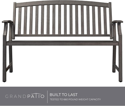 Grand patio Buitenbank, tuinbank met roestwerend aluminium stalen metalen frame, kleuren naar keuze, geschikt voor binnen, buiten, terras, park (grijs)