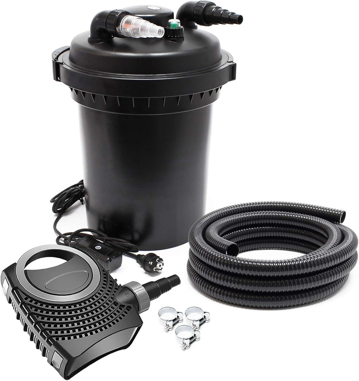 Vijverfilterset – Vijverpomp – Vijverfilter – Drukfilter – Vijverzuivering – Tot 12.000 Liter – Ingebouwde 11W UVC-Unit – Energiezuinige 3600L/u Pomp