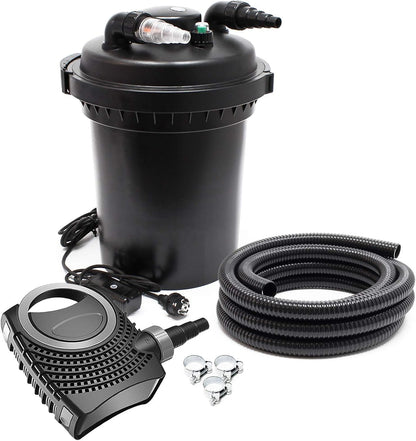 Vijverfilterset – Vijverpomp – Vijverfilter – Drukfilter – Vijverzuivering – Tot 12.000 Liter – Ingebouwde 11W UVC-Unit – Energiezuinige 3600L/u Pomp