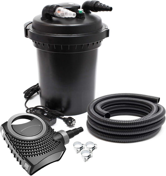 Vijverfilterset – Vijverpomp – Vijverfilter – Drukfilter – Vijverzuivering – Tot 12.000 Liter – Ingebouwde 11W UVC-Unit – Energiezuinige 3600L/u Pomp