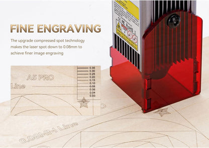 A5 Pro lasergraveermachine 40W, graveermachine, compressed spot, CNC-houtfrees, carving DIY graveermachine, zeer nauwkeurige snede voor hout metaal, 455 ± 5 nm, werkbereik 410 mm x 400 mm