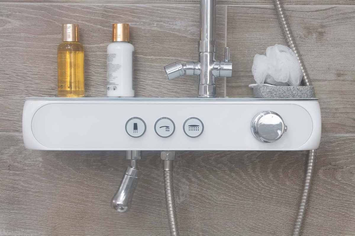 Douchecabine – Doucheset – Douchekolom – Thermostaatkraan – Handdouche – Thermostatisch Display – Chroom – 80 x 130 cm