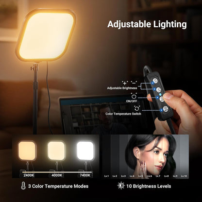 NEEWER Basics L220 Videolamp, 27,9 cm (10,8 inch), met houder, 15 W, Bi-Color Edge Lit Full Screen Desk Light CRI95+ voor laptop, webcam, zoom, calls, streaming-opnames, 2 stuks