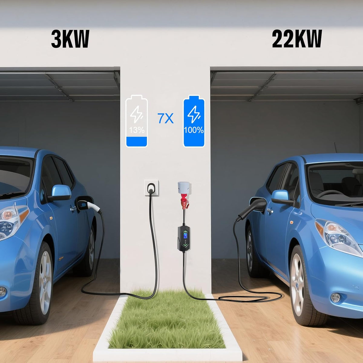 <font dir="auto" style="vertical-align: inherit;"><font dir="auto" style="vertical-align: inherit;">        Mobile Wallbox charging station 22KW [3-phase] red CEE 32A to type 2 7M charging cable, adjustable 6-32A, 1-12 hours, IP65, -30 °C to 50 °C, IEC 62