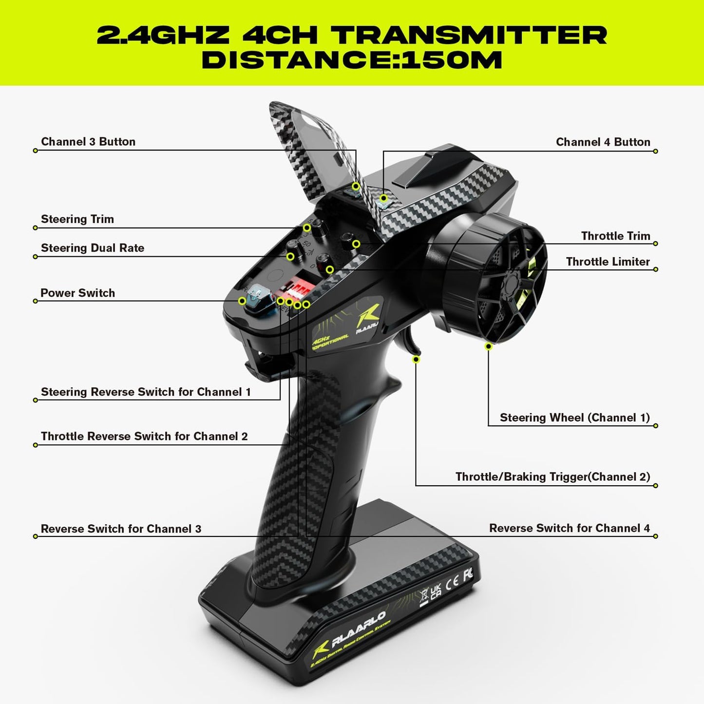 AMORIL 1/10 RTR borstelloze snelle RC-auto's voor volwassenen, max. 50 mph hobby elektrische off-road monstertruck, waterdichte high-speed RC-auto, 4WD-afstandsbediening auto met 3S Lipo, groen