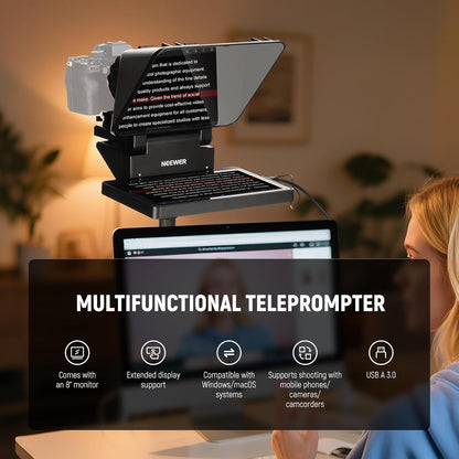 NEEWER Upgraded 2-in-1 Teleprompter 11 Inch with Monitor for Windows MacOS, Supports Screen Mirroring, Portable Prompter for Camera, Mobile Phone, Webcam for YouTube, Twitch, Live Streaming