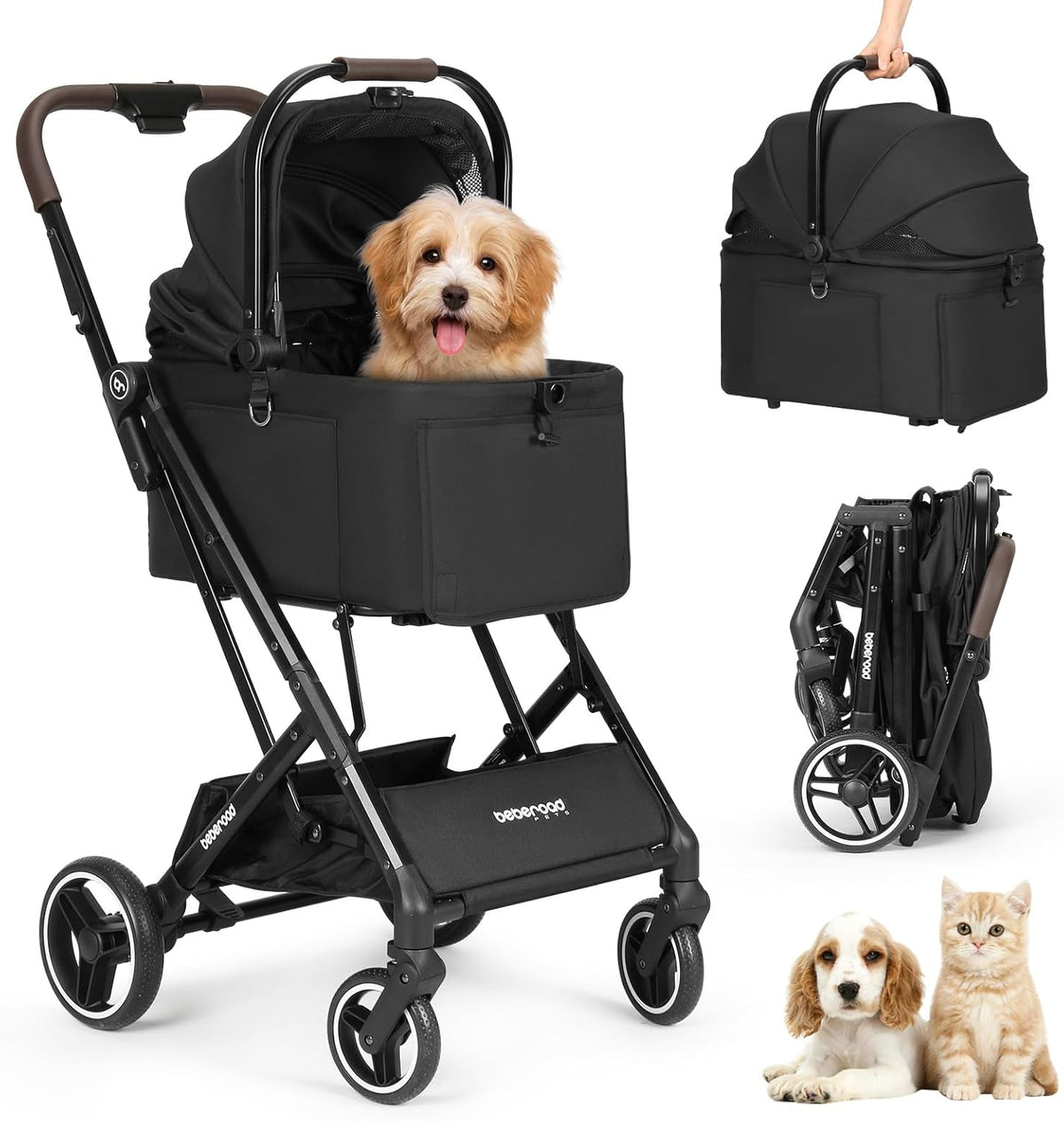 Beberoad Huisdier Buggy, Zwart