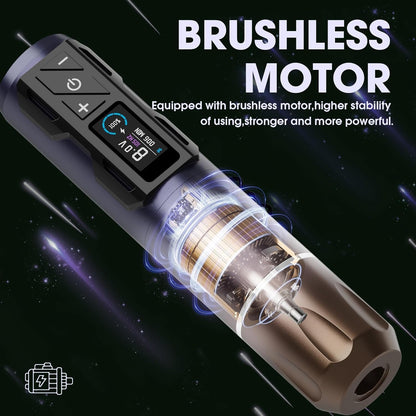 INKin Tattoo Gun Kit Compleet voor beginners, CL4 draadloze tattoo-machine 4.0-takt met borstelloze motor, tattoo-kit met 2 stuks batterijen, 1800 mAh vermogen en gemengde Revo-tattoo-naalden en 9
