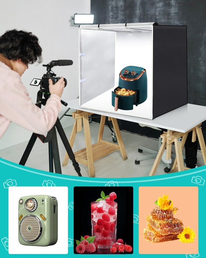 Fotostudio Lichtbak 80 X 80 Cm – Fotobox – Fototent – Lightbox – Productfotografie Tent – 156 LED-Verlichting – 3 Uitneembare Achtergronden