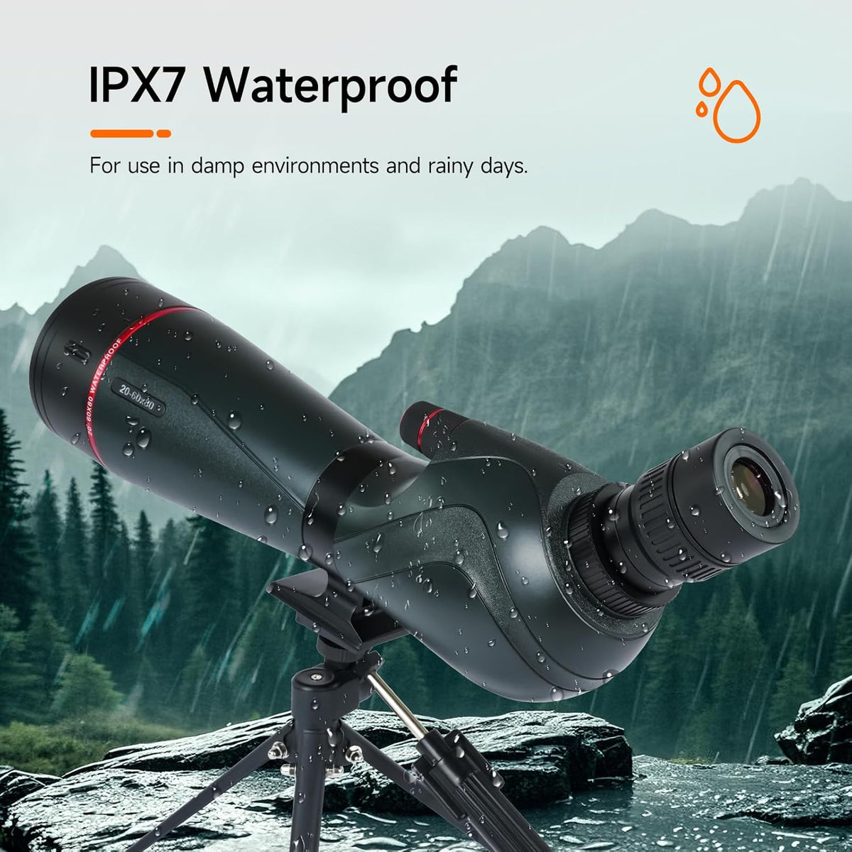 Svbony SV406 20-60x80mm Spotting Scope, HD FMC BAK4, Dubbele Focus, 1,25'' Verwijderbaar Oculair, IPX7 Waterdicht, met Statief, Draagtas, voor Vogels Kijken, Wildlife, Landschap