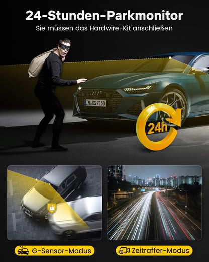 Dashcam Auto Voor En Achter – Autocamera – Dubbele Dashcam – Voor- En Achtercamera – Camera Auto – 4K Voorcamera & 1080p Achtercamera – 5,8 GHz WiFi, GPS & 3,18 Inch Touchscreen