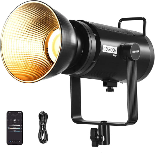 COB-led-videolamp 210 W – Studiolamp – Videolamp – Continuelicht – Fotolamp – Tweekleurig 2700K-6500K – 90.000 Lux/1 m, CRI/TLCI 97+