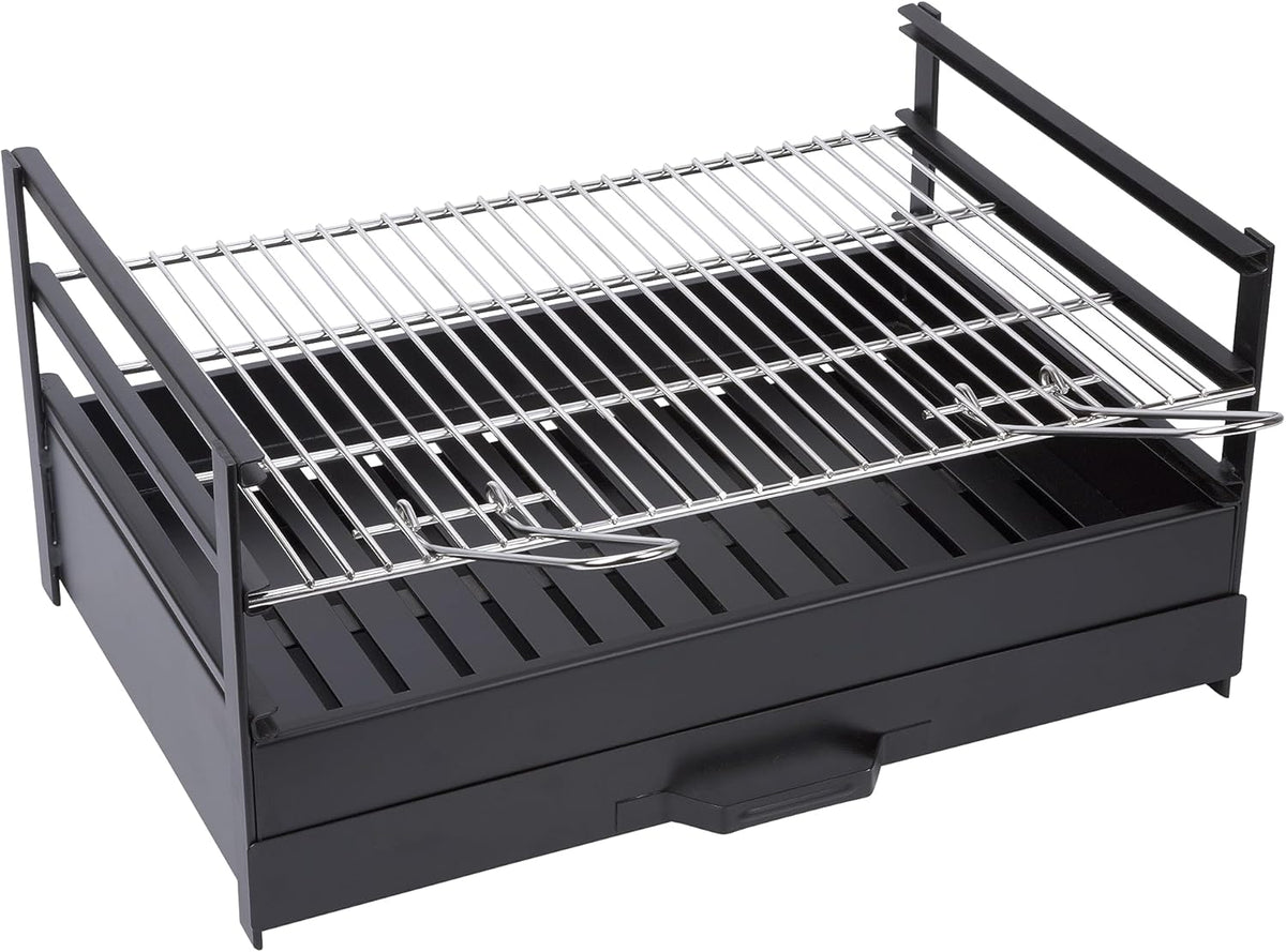 Sauvic 02728-Grill lade met grillrooster van roestvrij staal 60 x 40 cm, zwart, 60,00 x 40,00 x 29,00 cm